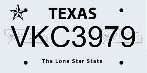 VKC3979 Texas License Plate