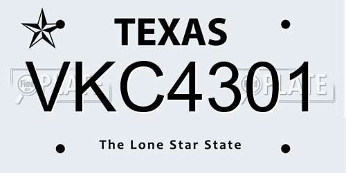 VKC4301 Texas License Plate