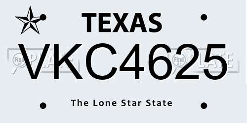 VKC4625 Texas License Plate