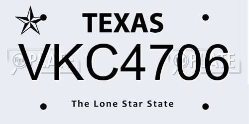 VKC4706 Texas License Plate