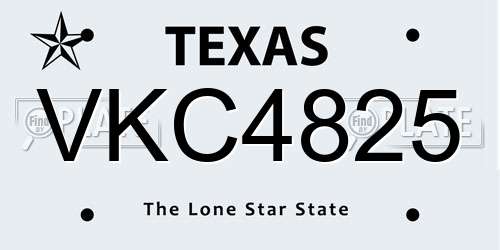 VKC4825 Texas License Plate