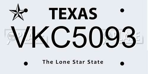 VKC5093 Texas License Plate