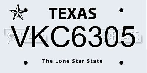 VKC6305 Texas License Plate