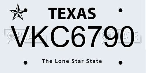 VKC6790 Texas License Plate