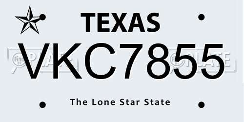 VKC7855 Texas License Plate