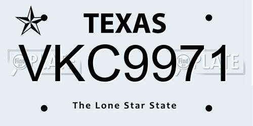 VKC9971 Texas License Plate