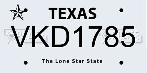 VKD1785 Texas License Plate
