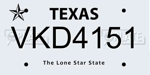 VKD4151 Texas License Plate