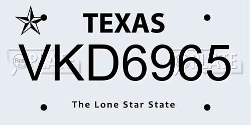 VKD6965 Texas License Plate