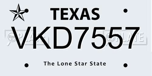 VKD7557 Texas License Plate