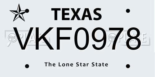 VKF0978 Texas License Plate