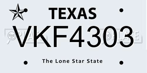 VKF4303 Texas License Plate