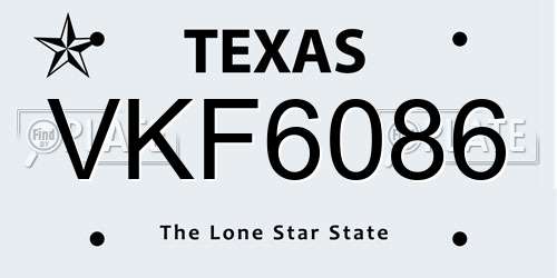 VKF6086 Texas License Plate