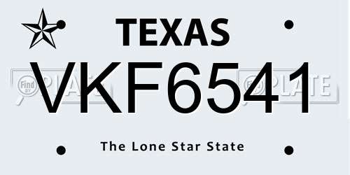 VKF6541 Texas License Plate