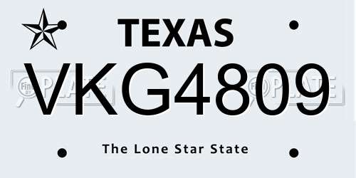 VKG4809 Texas License Plate