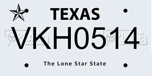 VKH0514 Texas License Plate
