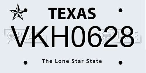 VKH0628 Texas License Plate