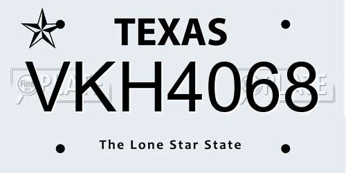 VKH4068 Texas License Plate