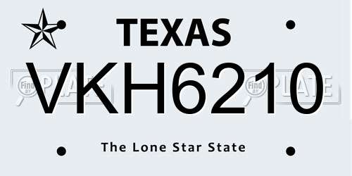 VKH6210 Texas License Plate
