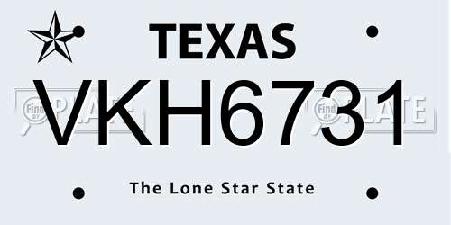 VKH6731 Texas License Plate