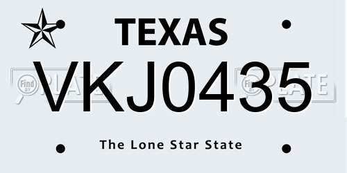 VKJ0435 Texas License Plate