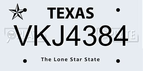 VKJ4384 Texas License Plate