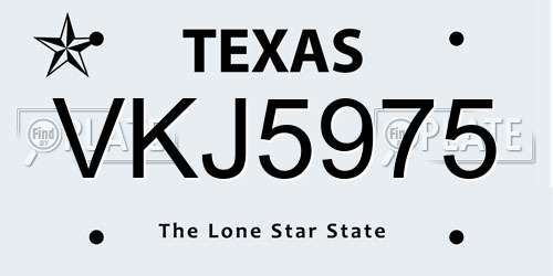 VKJ5975 Texas License Plate