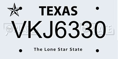 VKJ6330 Texas License Plate