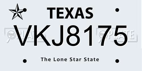 VKJ8175 Texas License Plate