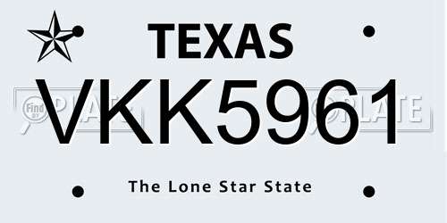 VKK5961 Texas License Plate