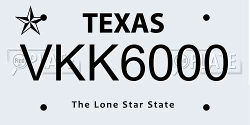VKK6000 Texas License Plate