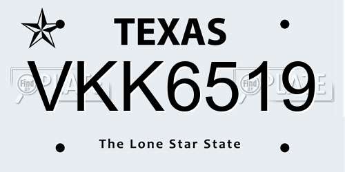 VKK6519 Texas License Plate