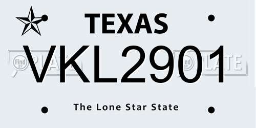 VKL2901 Texas License Plate