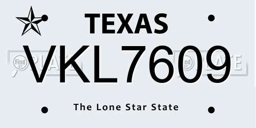 VKL7609 Texas License Plate