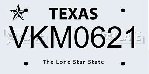 VKM0621 Texas License Plate