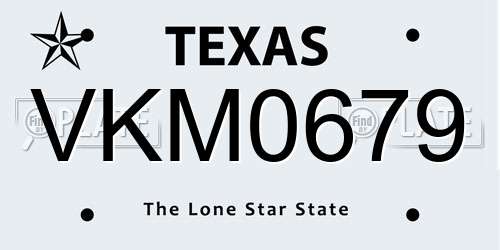 VKM0679 Texas License Plate