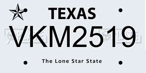 VKM2519 Texas License Plate