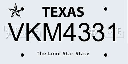 VKM4331 Texas License Plate