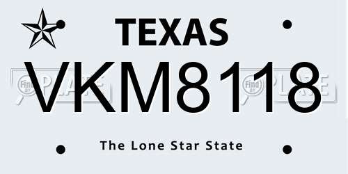 VKM8118 Texas License Plate