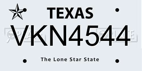 VKN4544 Texas License Plate