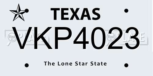 VKP4023 Texas License Plate