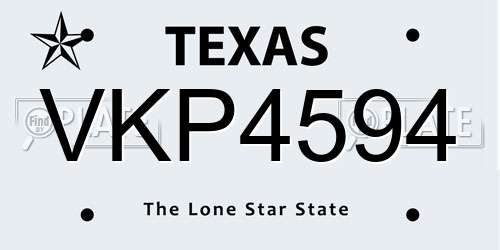 VKP4594 Texas License Plate