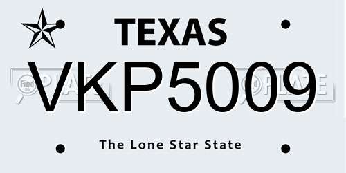 VKP5009 Texas License Plate
