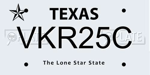 VKR25C Texas License Plate