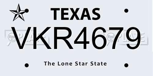 VKR4679 Texas License Plate