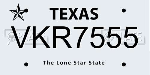 VKR7555 Texas License Plate
