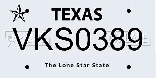 VKS0389 Texas License Plate
