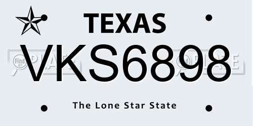 VKS6898 Texas License Plate