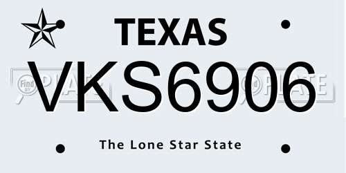 VKS6906 Texas License Plate