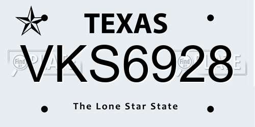 VKS6928 Texas License Plate